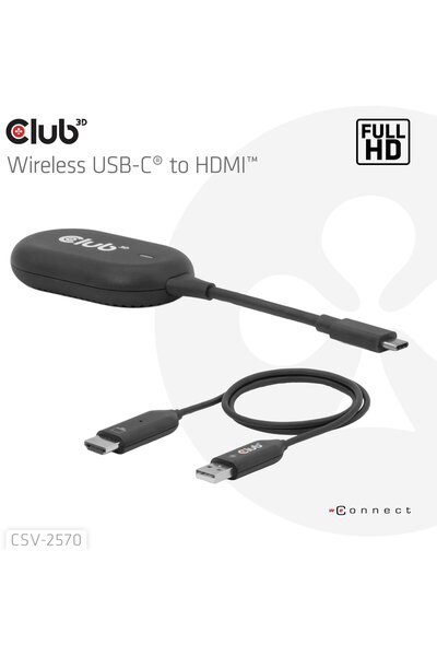 Club 3D Club3D Wireless USB-C > HDMI Kit de Streaming Full-HD 25m