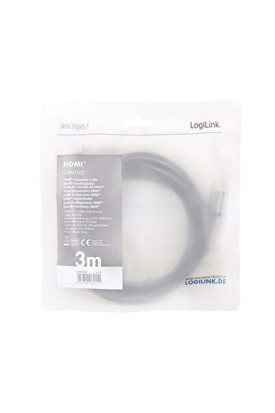 LogiLink Cablu HDMI 4K/60Hz, aluminiu, 3m, negru
