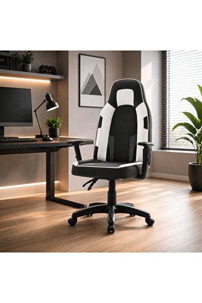 LedCorp Scaun de gaming reglabil profesional WF-6049 Negru și Alb – Rabatabil...