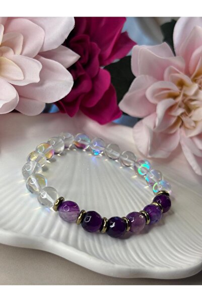 Moonstone Accessories Handmade Madagascar Purple Agate & Matte Thermal Quartz...