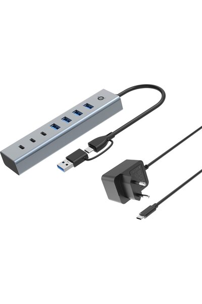 CONCEPTRONIC Hub cu 7 porturi USB-A 3.0/-C, adaptor pentru 4x USB-A 3.0 și al...