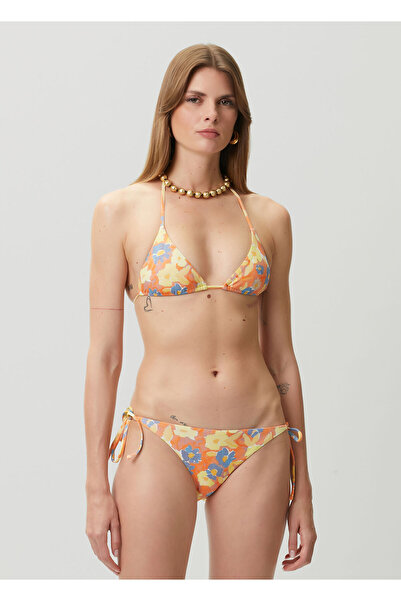 LES BENJAMINS Turuncu Çiçekli Üçgen Bikini Üstü