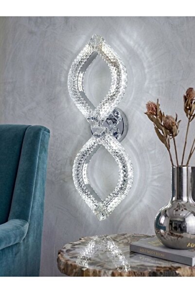 Lüxev Lighting فلاورا موديل دوبل سيلفر 3 ألوان مع حجر كريستال لتزيين غرفة الم...