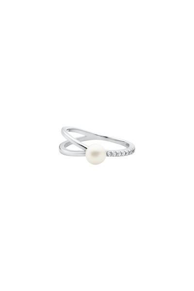 MANAVA Silver ring with natural pearl and zirconia - Tressé