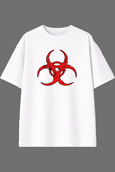VSRN Red Dna Form Design Front Printed White Oversize T-Shirt