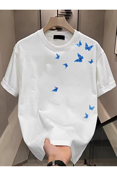 PAVRO Unisex Άνετο T-shirt με μικτό σχέδιο και στάμπα