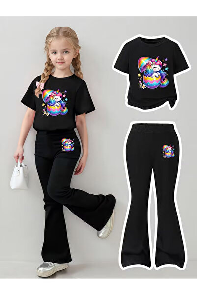 YUNAYT Set de pantaloni evazați și tricou spaniol pentru fete