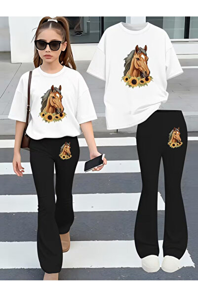 YUNAYT Set de pantaloni evazați și tricou spaniol pentru fete