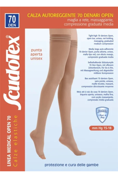 SCUDOTEX 823 Ciorapi medicali coapsa, varf deschis, compresie medie 70 DEN, D...