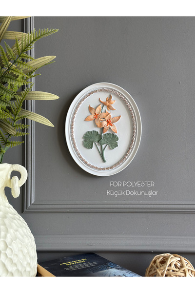 FOR POLYESTER Küçük Dokunuşlar Dekoratif Flowers Duvar Aksesuarı Beyaz Oval P...