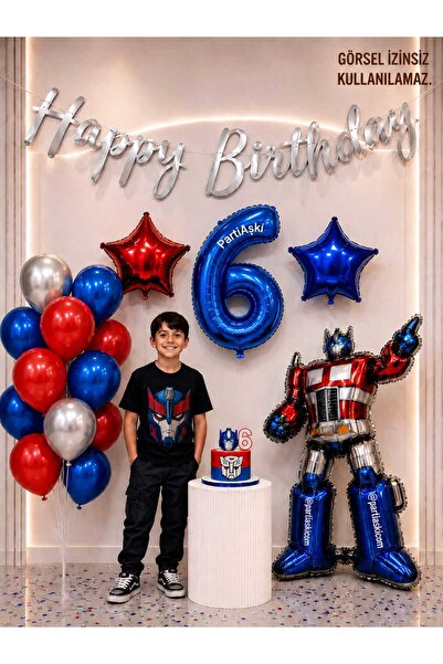 PARTİ AŞKI 6 Yaş Transformers Temalı Doğum Günü Balon Seti & Erkek Çocuk Doğu...