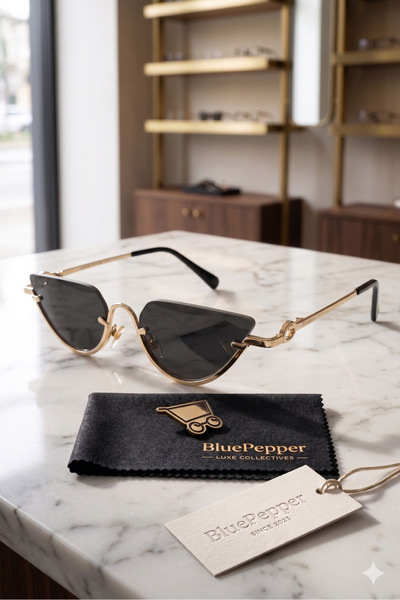 BluePepper هالف |   نظارات شمسية CatEye نصف إطارية بتصميم عين القطة، نظارات ع...