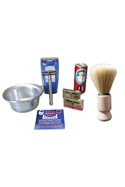 efmues Produse clasice pentru bărbierit, săpun de ras, perie, lamă de ras, ap...