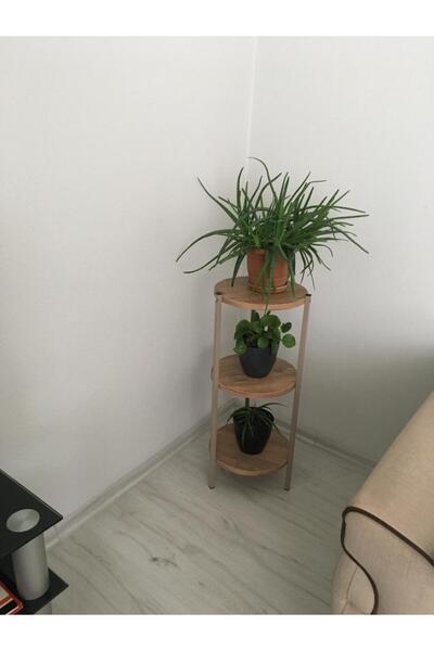 AKKAYAHOME Dekoratif 3 katlı Raflık, Çiçeklik, Köşe Rafi, Sehpa Çok Amaçlı Raf