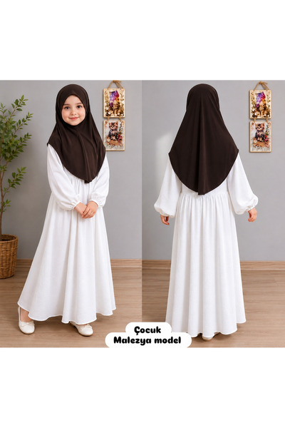 AHRAR tesettür Children's Malaysian Model Hijab Scarf Brown