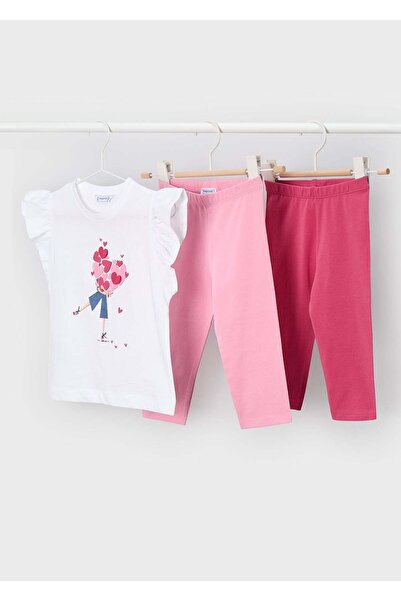 MAYORAL Girl's Two-Leggings Combed Cotton Set Pink