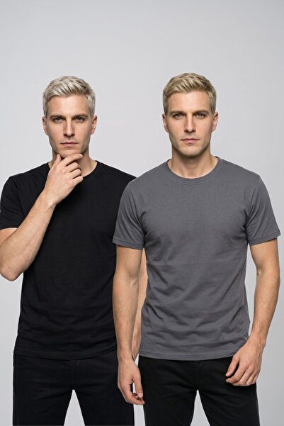 fevien Advantageous 2-Pack Crew Neck Short Sleeve Basic T-Shirt Casual Sports...