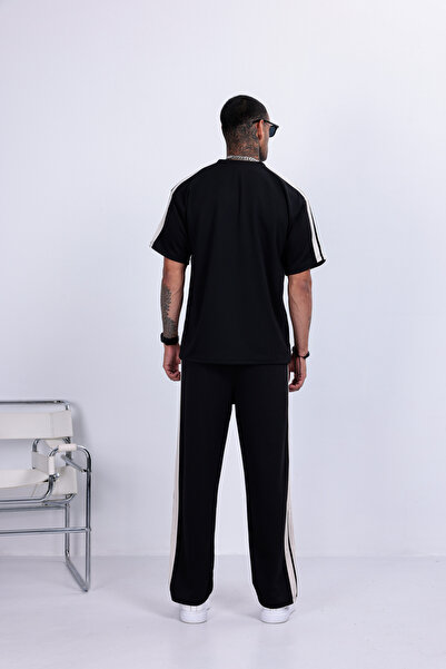 3MODA Erkek Baggy Compak Kumaş Yan Şeritli Takım