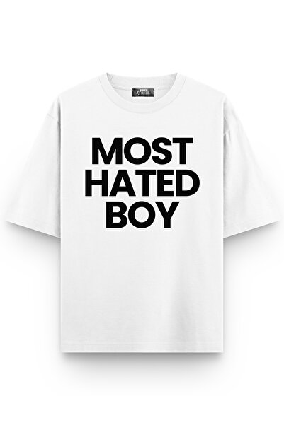 3 ROPE Most Hated Boy Baskılı Oversize Unisex T-shirt Tişört