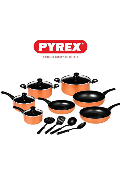 Pyrex Family Touch 15-Piece Cookware Set – Non-Stick Pots & Pans with Lids & ...
