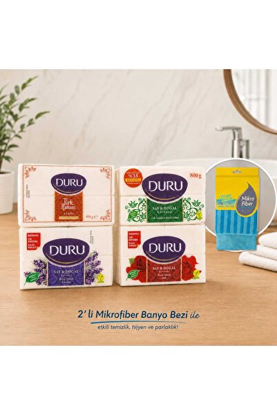 Duru 4 X 4 SAF DOĞAL SABUN (Türk Hamamı 800 Gr.+Saf Beyaz 800 Gr.+Lavanta 600...