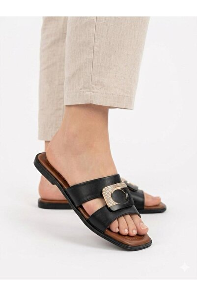 Lütfi Women's buckle detailed daily chic comfortable slippers