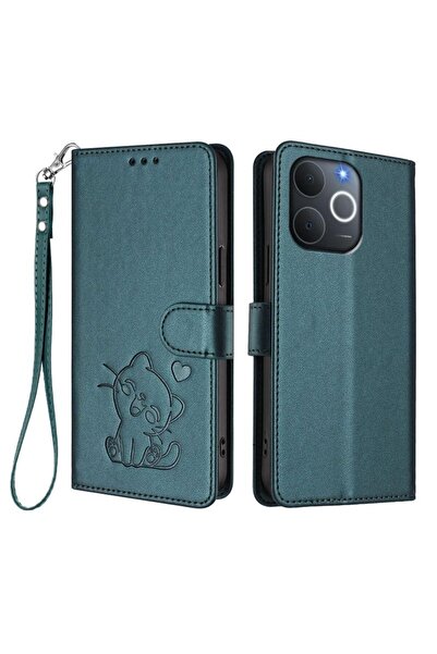 sscase Cat and Heart Θήκη Πορτοφόλι Dark Green (Realme Note 70T 4G)