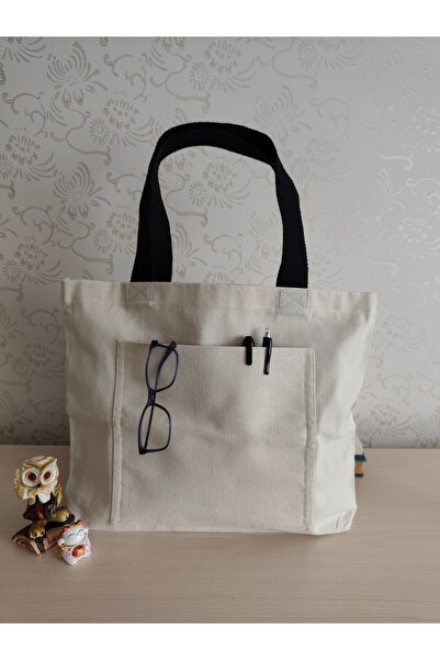 Talay Accessories Siyah Askılı Cepli Bez Omuz Çantası,bez çanta, kumaş omuz ç...