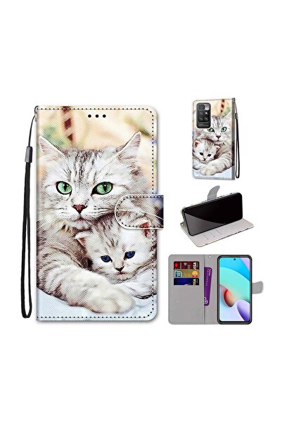 sscase Coloured Drawing Cross θήκη Πορτοφόλι White Cat (Xiaomi Redmi 10)
