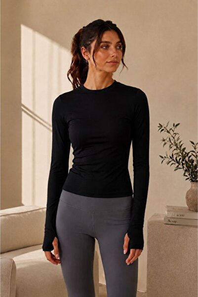 KEHER Women's Basic Crew Neck Long Sleeve Body Blouse