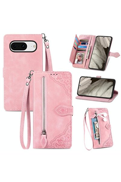 sscase Flower Zipper Θήκη Πορτοφόλι Pink (Google Pixel 8 5G)