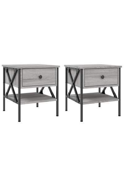 vidaxl Noptiere, 2 buc., gri sonoma, 40x42x45 cm, lemn compozit