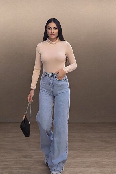 Livik High Waist Relaxed Fit Women's Denim Palazzo Trousers