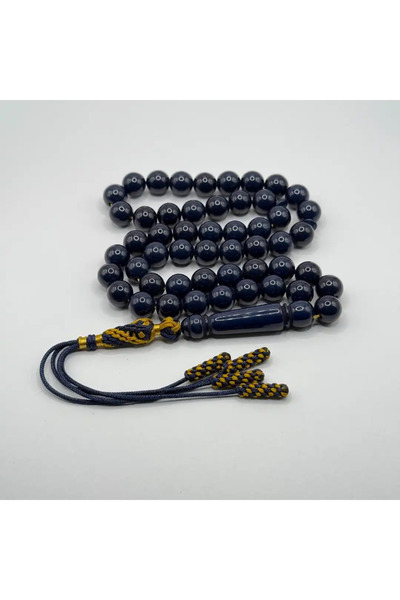 5ii perfume Cyan Bakelite Rosary – 51 Beads – 10 mm with Cyan and Gold Accents