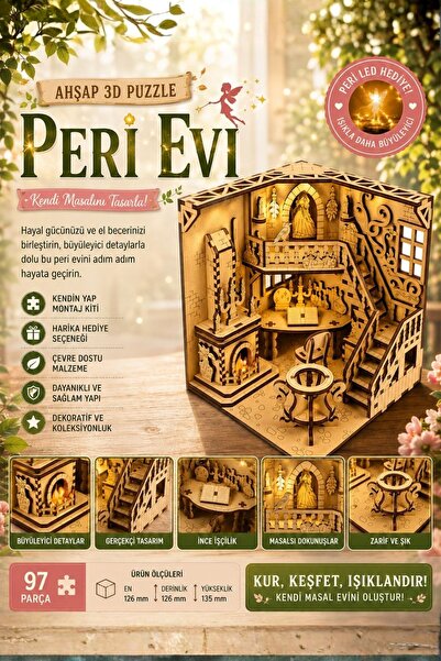 ALGWOOD Witch House Book Nook – Lazer Kesim Ahşap 3D Puzzle Kitaplık Dekor | ...