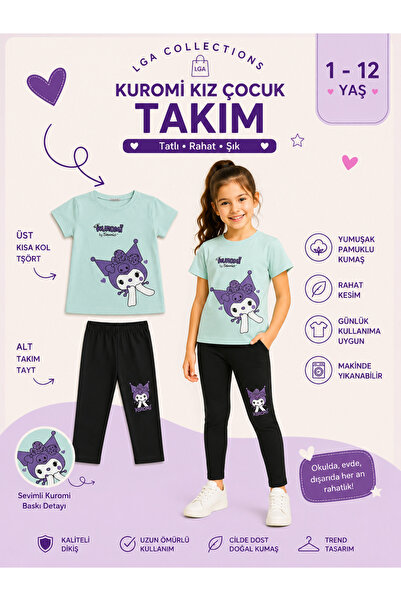 LGA COLLECTİONS Girls' Top and Bottom Set with Kuromi Pattern