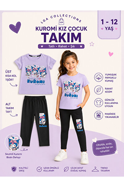 LGA COLLECTİONS KIZ ÇOCUK ALT ÜST TAKIM LİKLARI KUROMİ DESENLİ