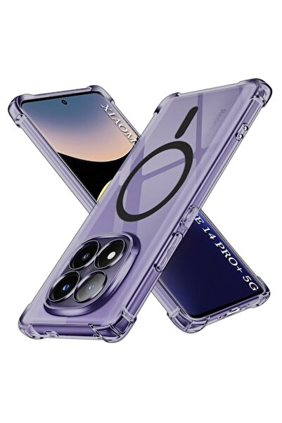 DAMUR Husă transparentă MagSafe pentru Xiaomi Redmi Note 14 Pro+ 5G, Colțuri ...