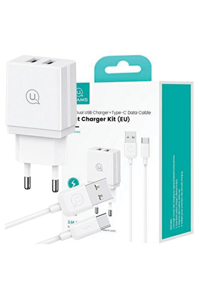 Usams Φορτιστής με 2 θύρες USB-A και καλώδιο USB-C Λευκό (HCXLTZ03)