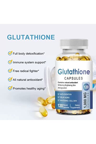 GLUTATHIONE 1000mg Capsules - Skin Brightening, Anti-Aging & Antioxidant Supplement with Milk Thistle, Alpha Lipoic Acid & Vitamins - 120 Capsules