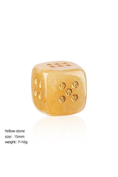 Choice8 15mm-1pc Yellow Jade 1pc Natural Stone Crystal Dice Beads Casual Boar...
