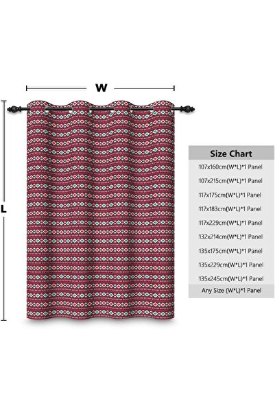 ggaimwf 107x160cm Perdea cu inele, cu model geometric roșu-verde tip diamant ...