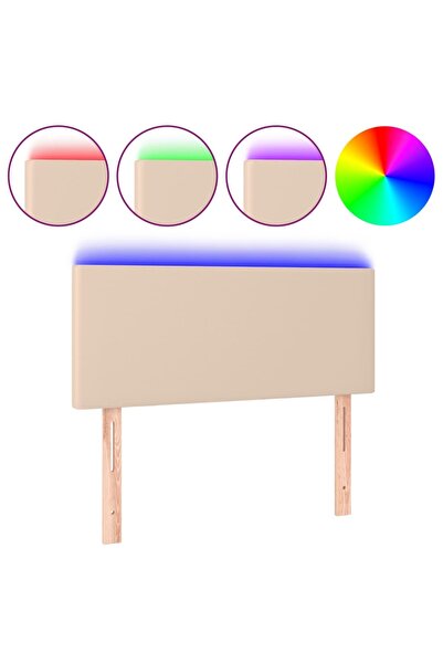 vidaxl Tăblie de pat cu LED cappuccino 100x5x78/88 cm piele ecologică