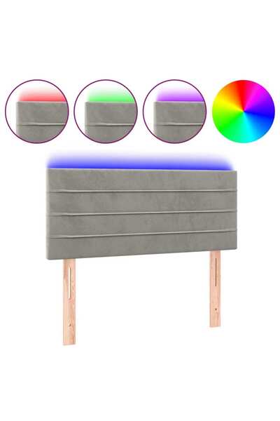 vidaxl LED headboard, light grey, 100x5x78/88 cm, Velvet