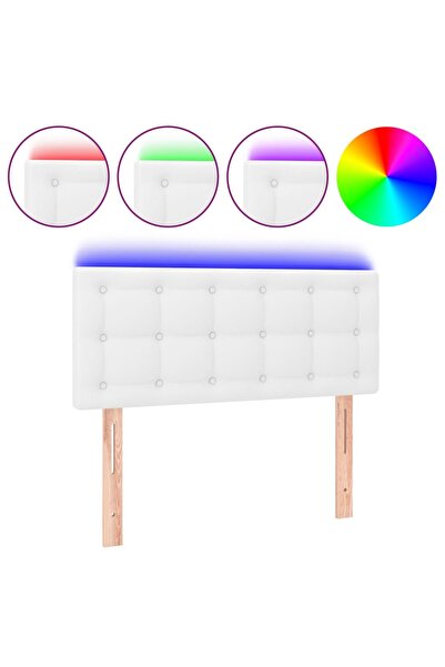 vidaxl LED headboard, white, 100x5x78/88 cm, eco- Leather