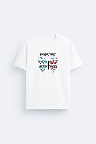 cesita Μπλουζάκι με στάμπα Butterfly Effect και λευκό λαιμόκοψη