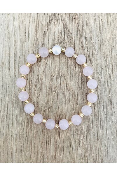 MK tasarım Real Pearl Pink Quartz Stone Bracelet Mk.7000.814- Comfort-Peace-E...