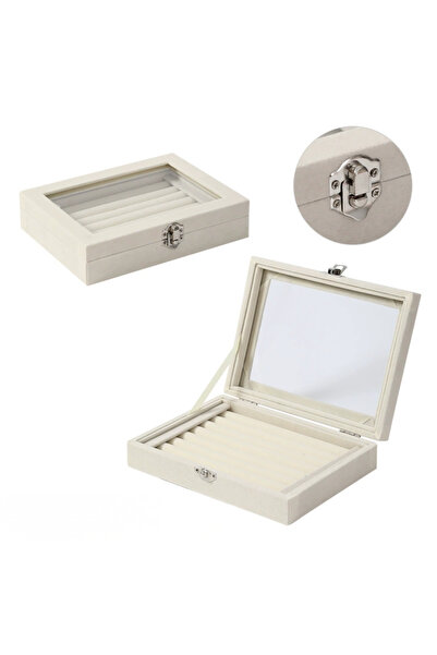 Generic Ring Box Velvet Jewelry Box - Lead Grey