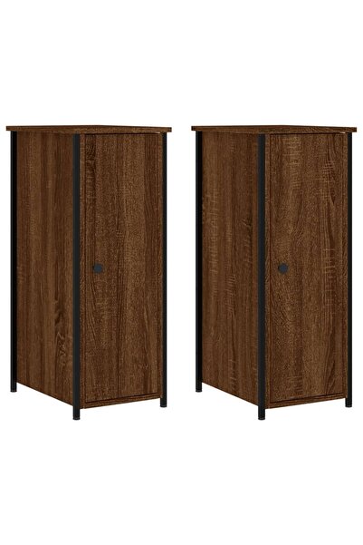 vidaxl Noptiere, 2 buc., stejar maro, 32x42x80 cm, lemn compozit