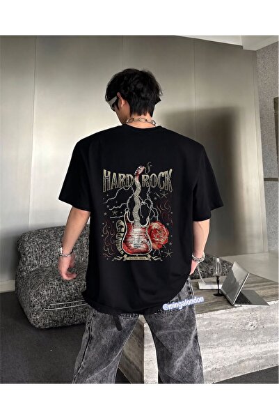 Minga London Tricou oversize cu imprimeu muzical HardRock